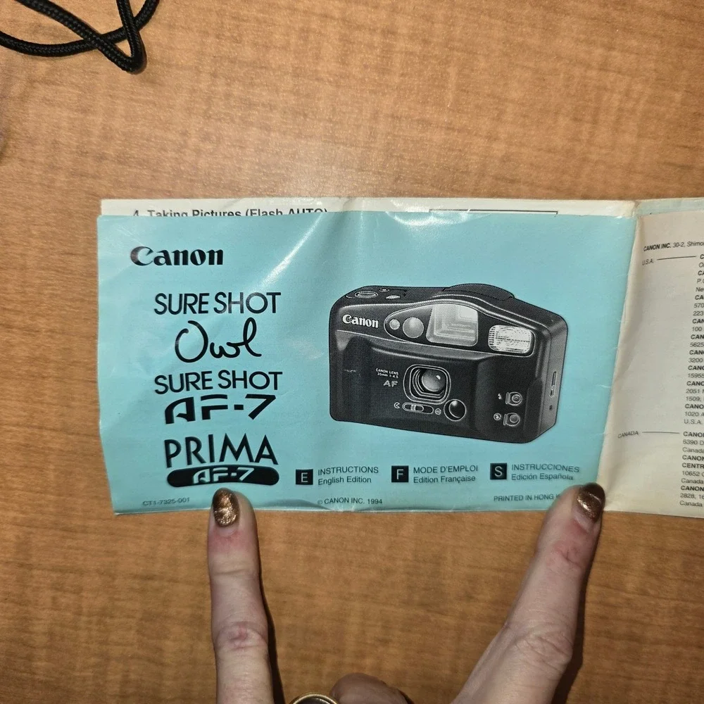 Canon Sure Shot Owl Camera AF-7‎ 35mm 1:4.5 WITH FILM - FOR PARTS
